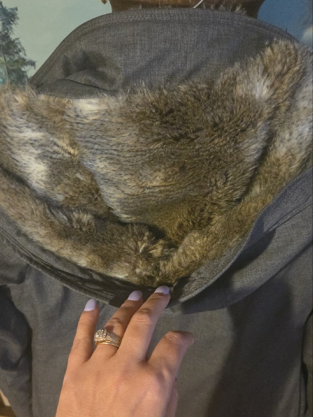 TNA Womens Gray Parka with Faux Fur Trim - Picture 14 of 16